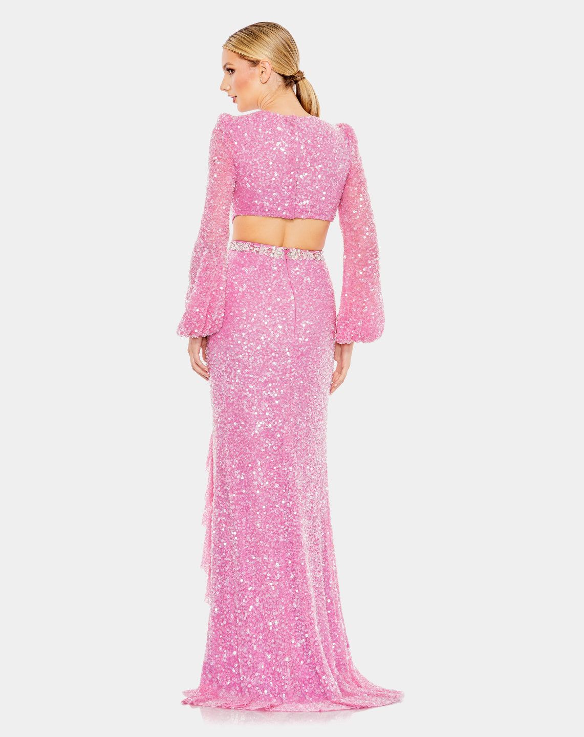 Sequined Faux Wrap Cut Out Puff Sleeve Gown sold by Lord & Taylor product image thumbnail 11