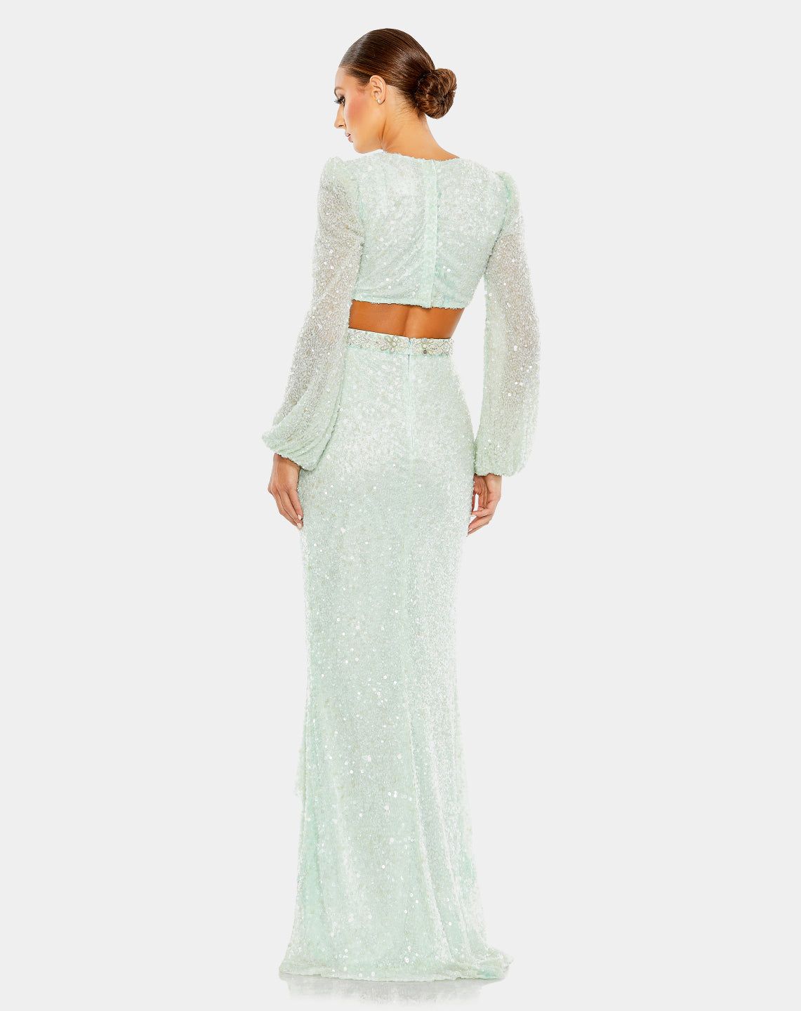 Sequined Faux Wrap Cut Out Puff Sleeve Gown sold by Lord & Taylor product image thumbnail 9