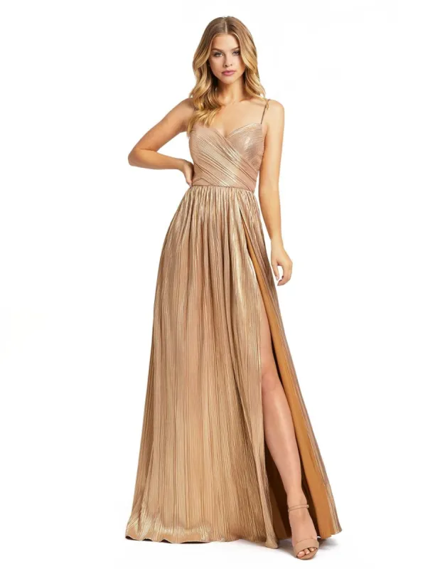 Metallic Ruched A Line Gown sold by Lord & Taylor