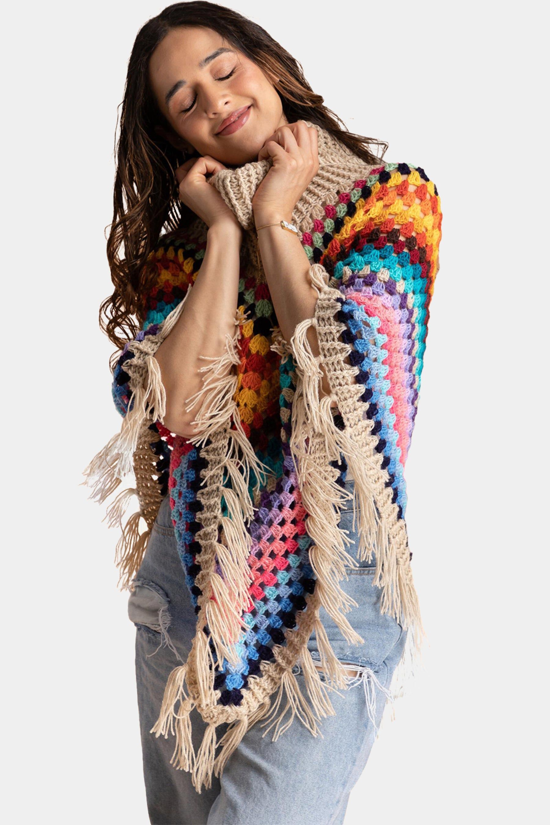 Rainbow Crochet Fringe Poncho sold by Lord & Taylor product image thumbnail 8