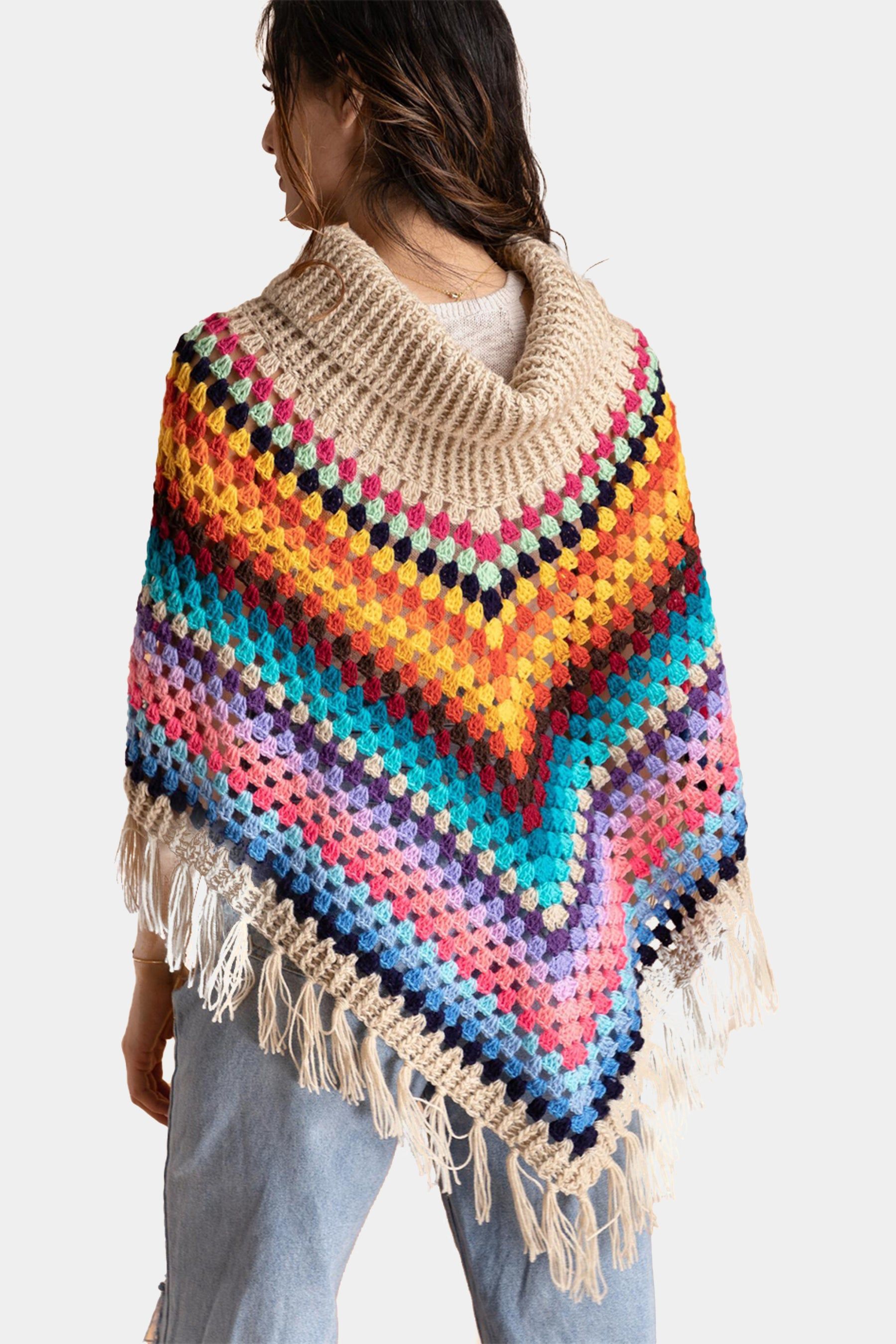 Rainbow Crochet Fringe Poncho sold by Lord & Taylor product image thumbnail 7