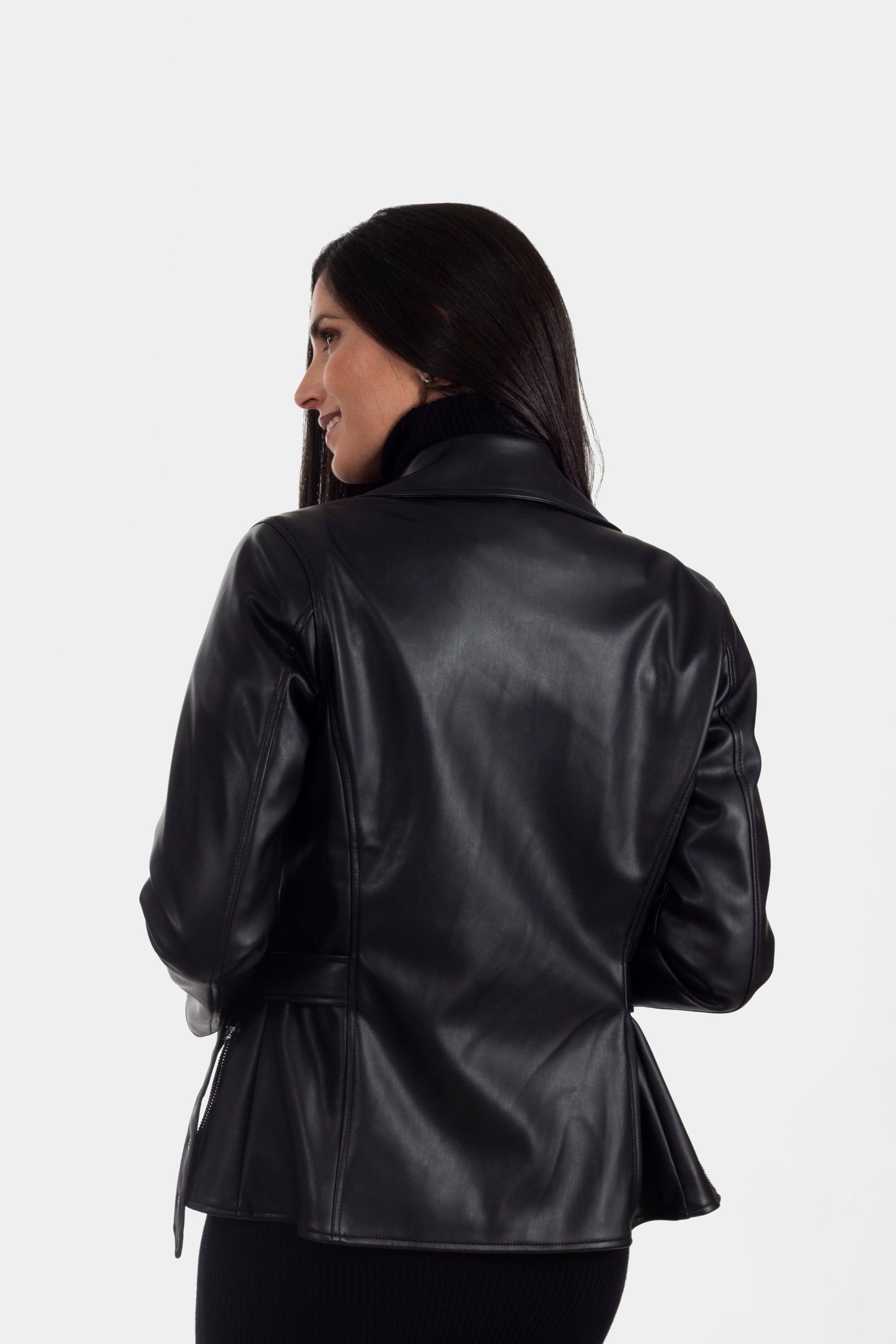 Biker Jacket with Belt and Silver Trim sold by Lord & Taylor product image thumbnail 3