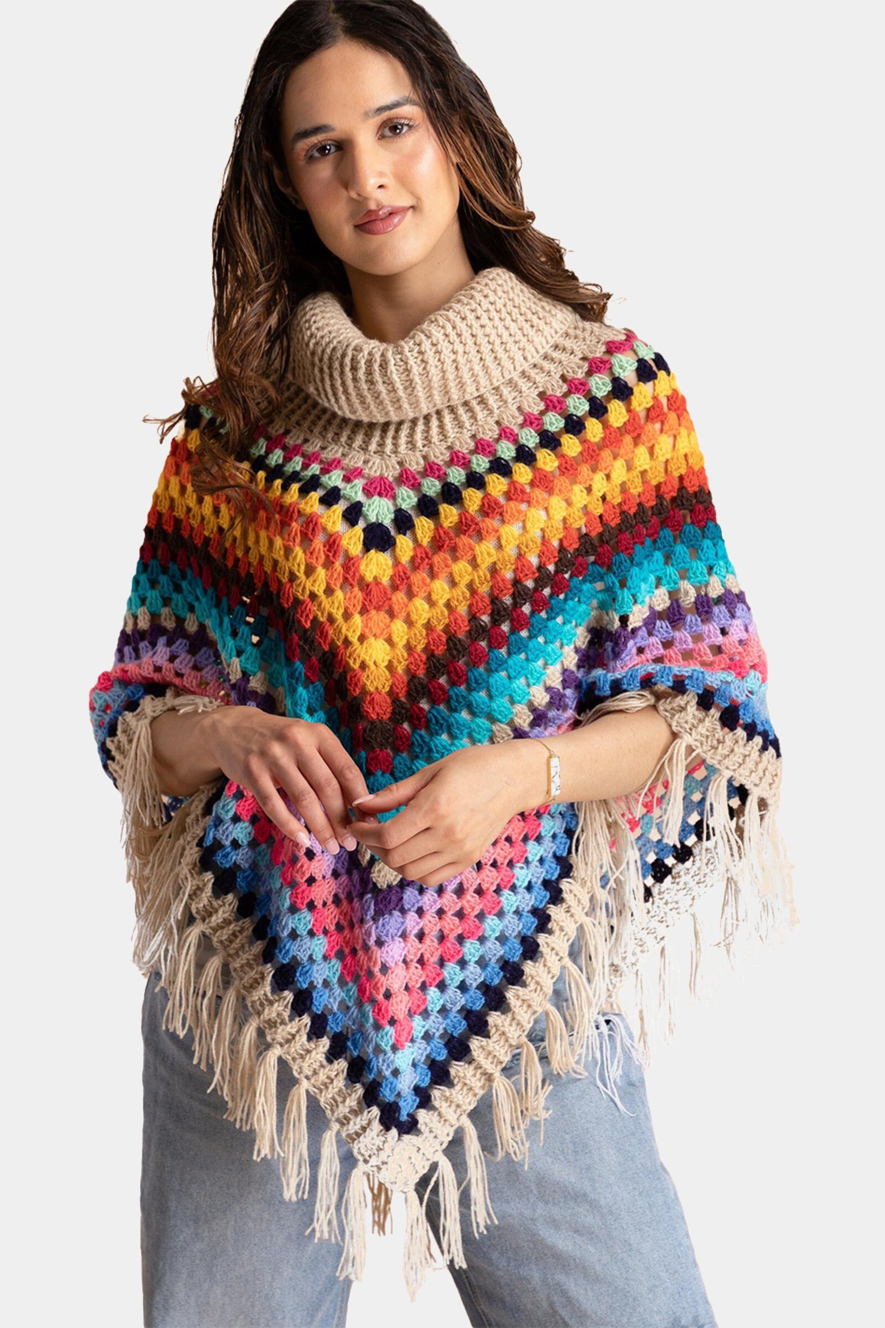 Rainbow Crochet Fringe Poncho sold by Lord & Taylor product image thumbnail 6