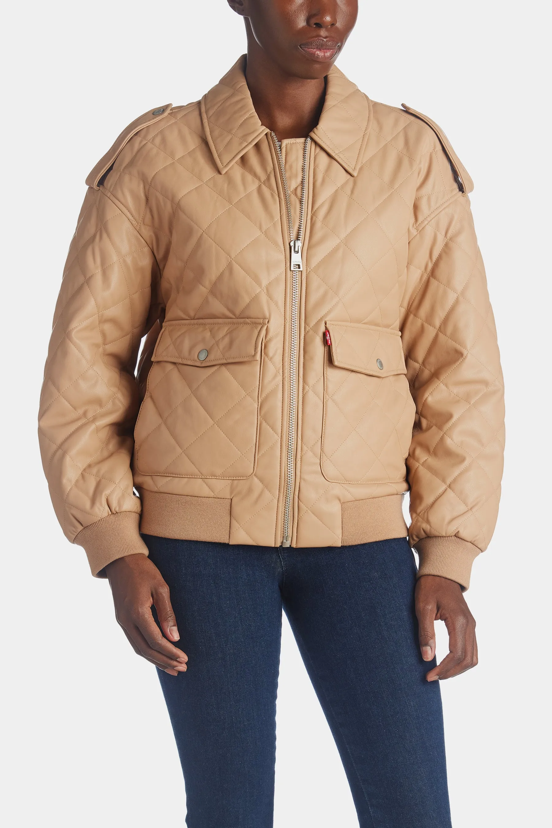 Diamond Quilted Vegan Leather Bomber sold by Lord & Taylor product image thumbnail 5