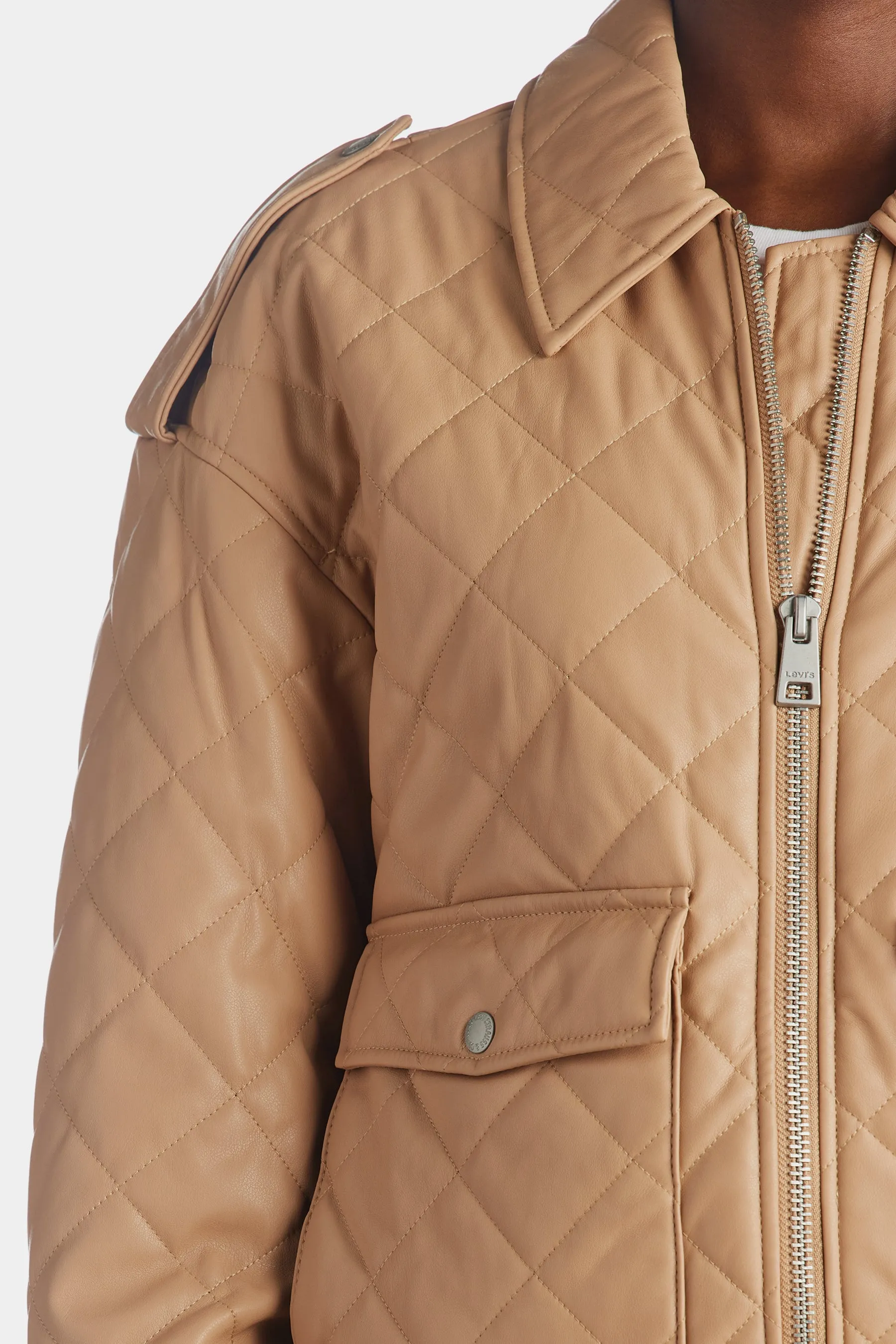 Diamond Quilted Vegan Leather Bomber sold by Lord & Taylor product image thumbnail 2
