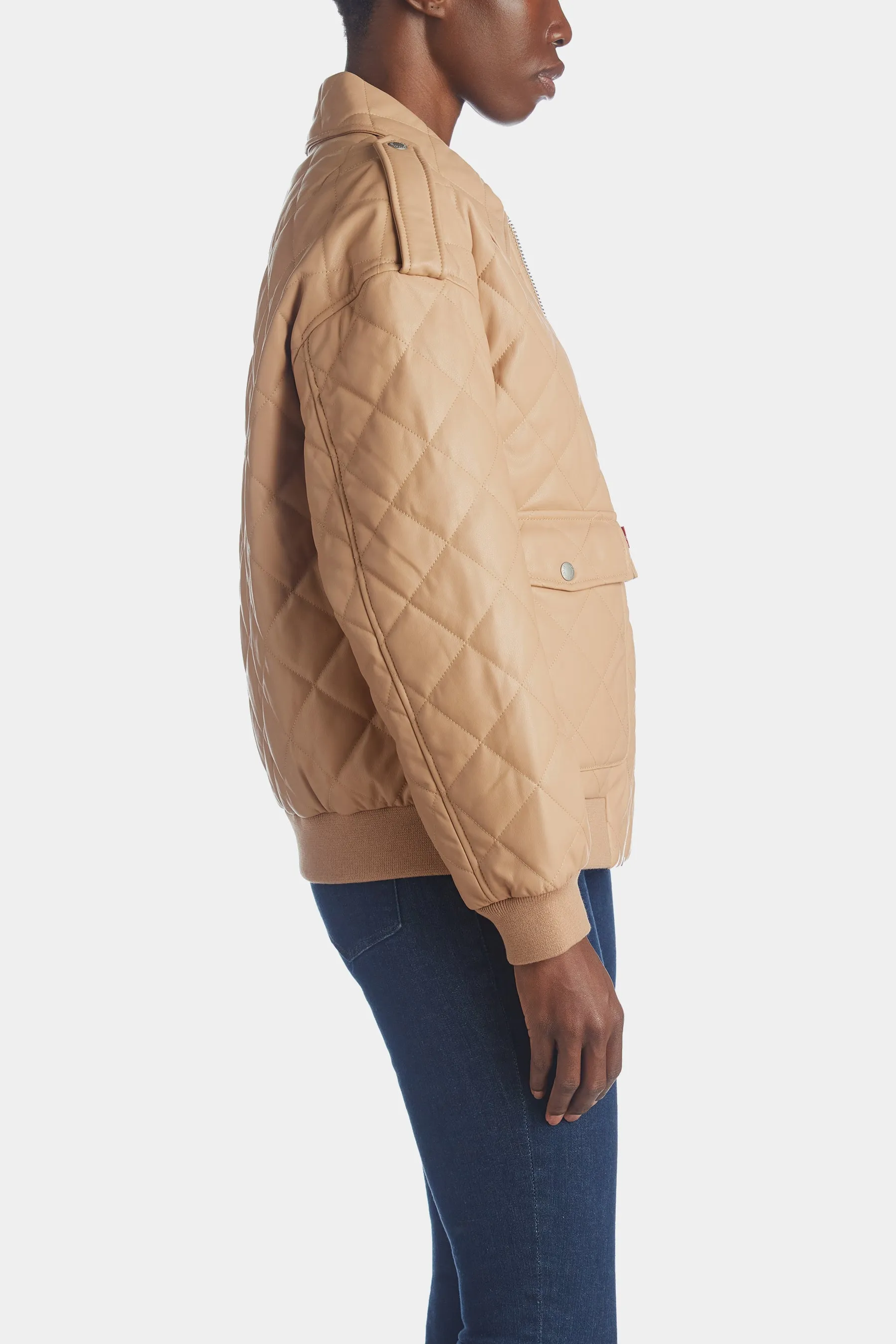 Diamond Quilted Vegan Leather Bomber sold by Lord & Taylor product image thumbnail 4