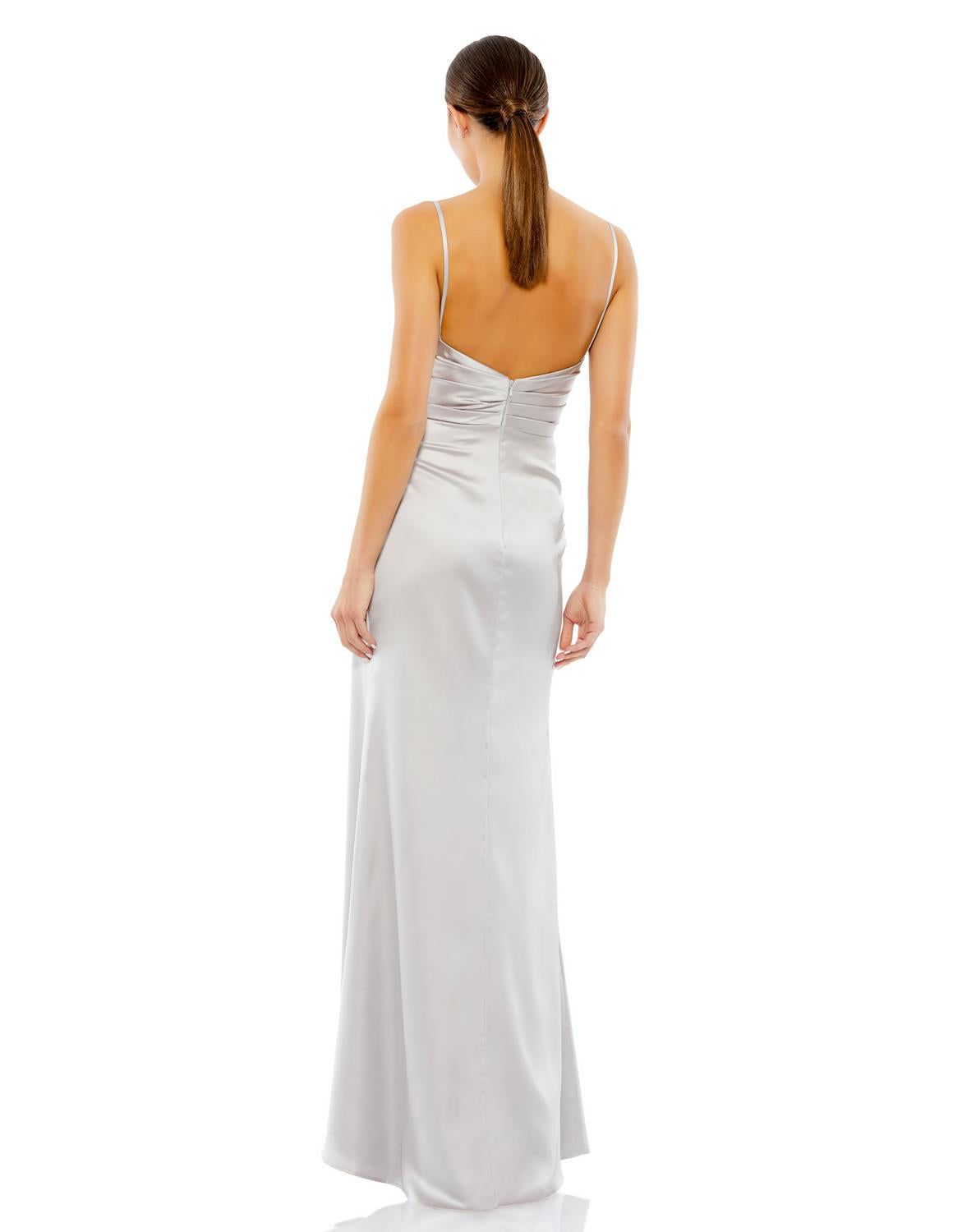 Satin Sleeveless Faux Wrap Ruched Gown sold by Lord & Taylor product image thumbnail 2