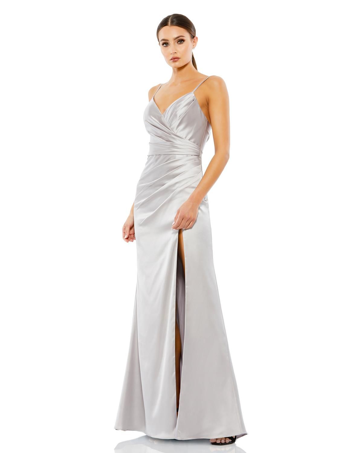 Satin Sleeveless Faux Wrap Ruched Gown sold by Lord & Taylor product image thumbnail 4