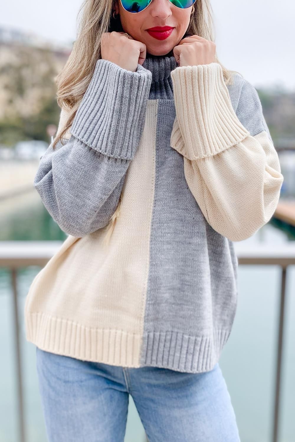 Color Block Turtleneck Knit Sweater sold by Lord & Taylor product image thumbnail 2