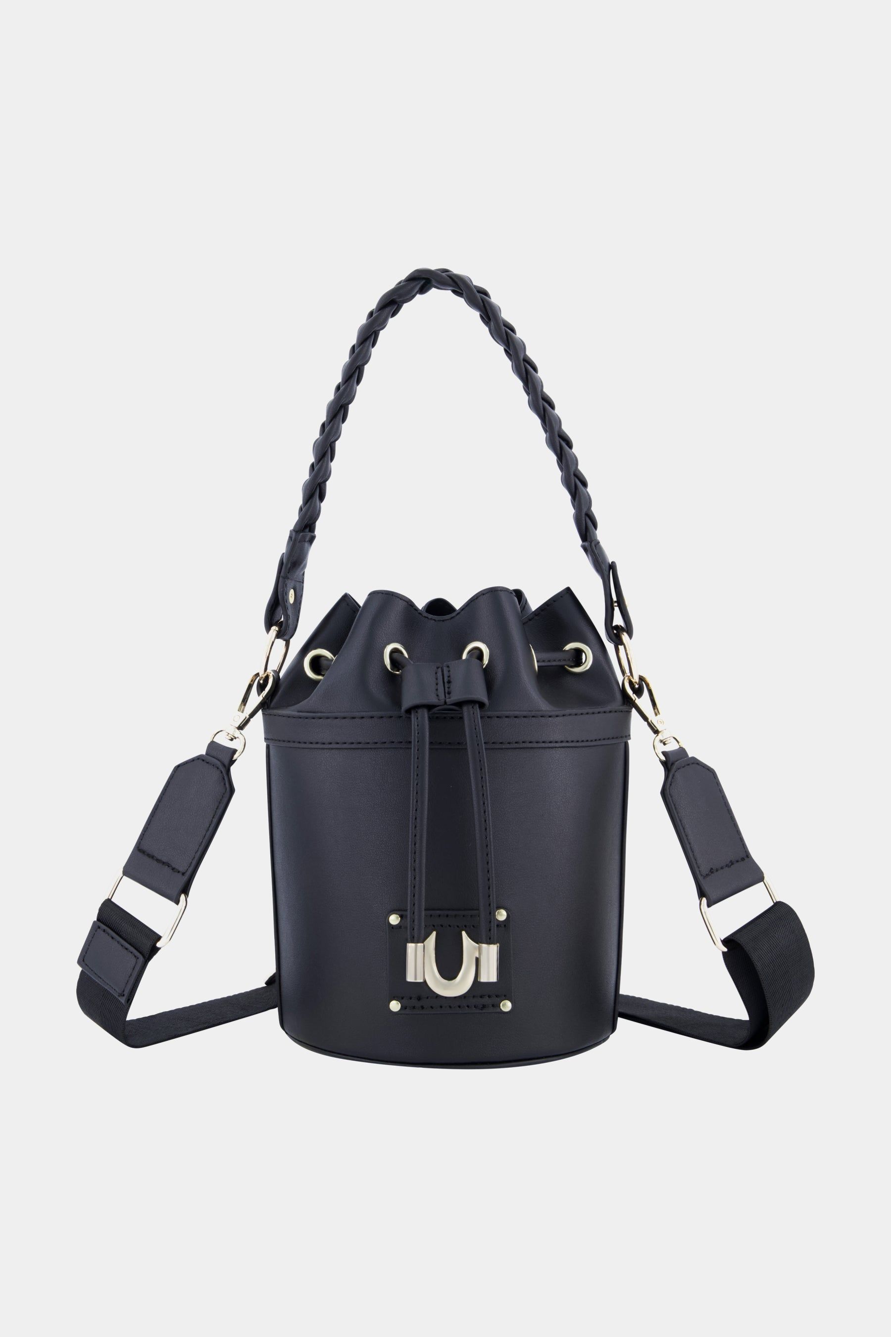 Braided handle bucket bag sold by Lord & Taylor