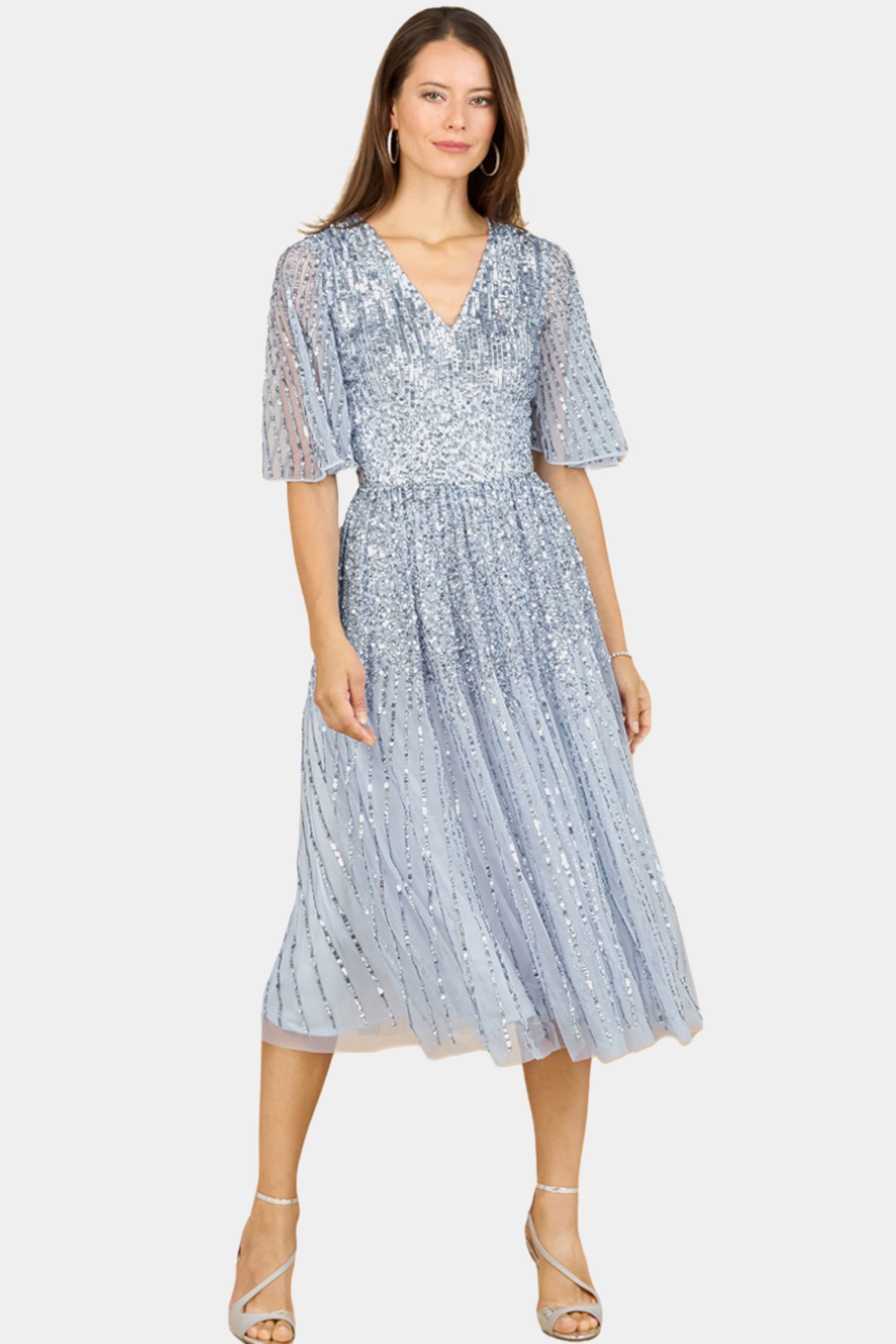 Flowing, Sequin Midi Dress with Short Sleeves sold by Lord & Taylor product image thumbnail 4