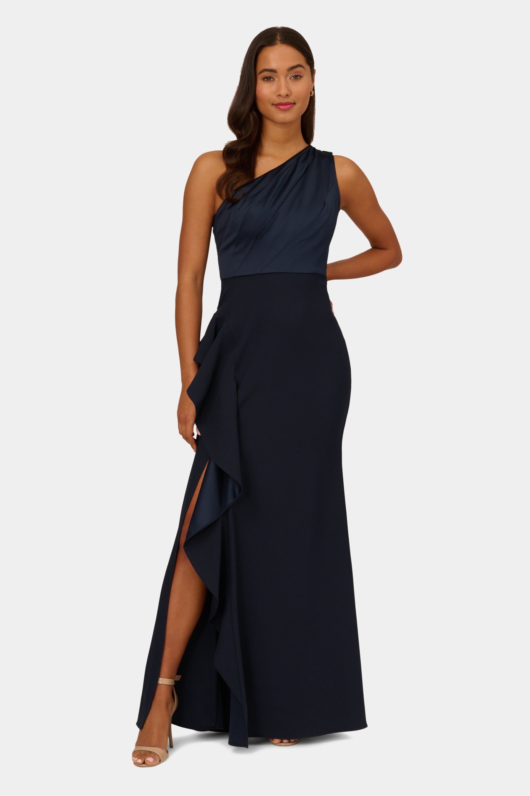 One Shoulder Satin Crepe Gown sold by Lord & Taylor