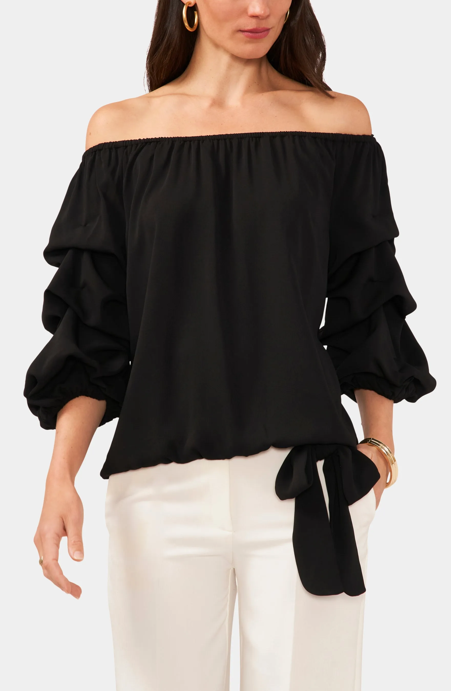 Off The Shoulder Bubble Sleeve Blouse sold by Lord & Taylor