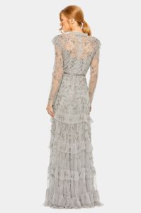 Flutter Cap Long Sleeve Tiered Gown sold by Lord & Taylor
