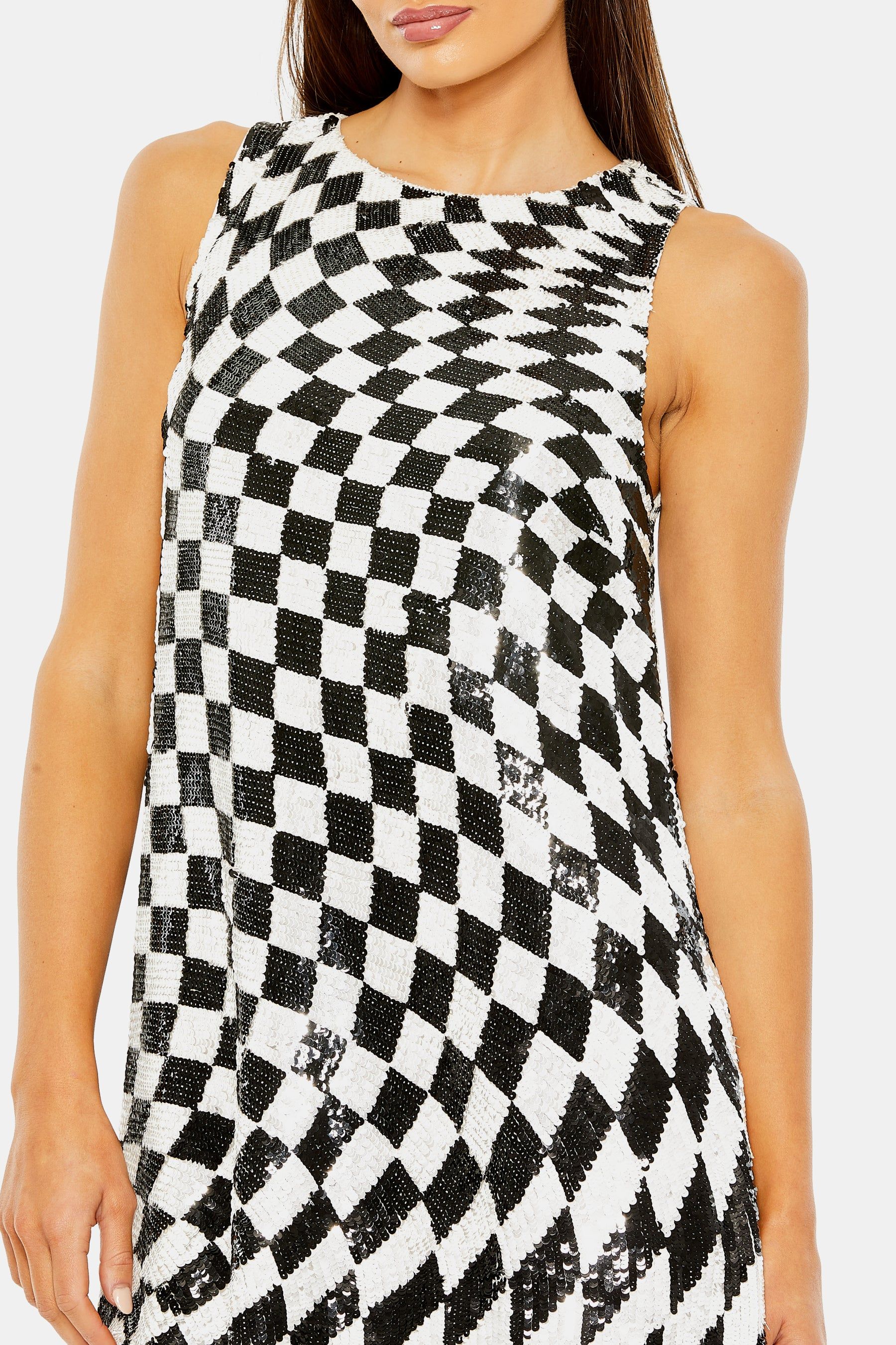 Sleeveless A-Line Sequin Checkered Mini Dress sold by Lord & Taylor product image thumbnail 4