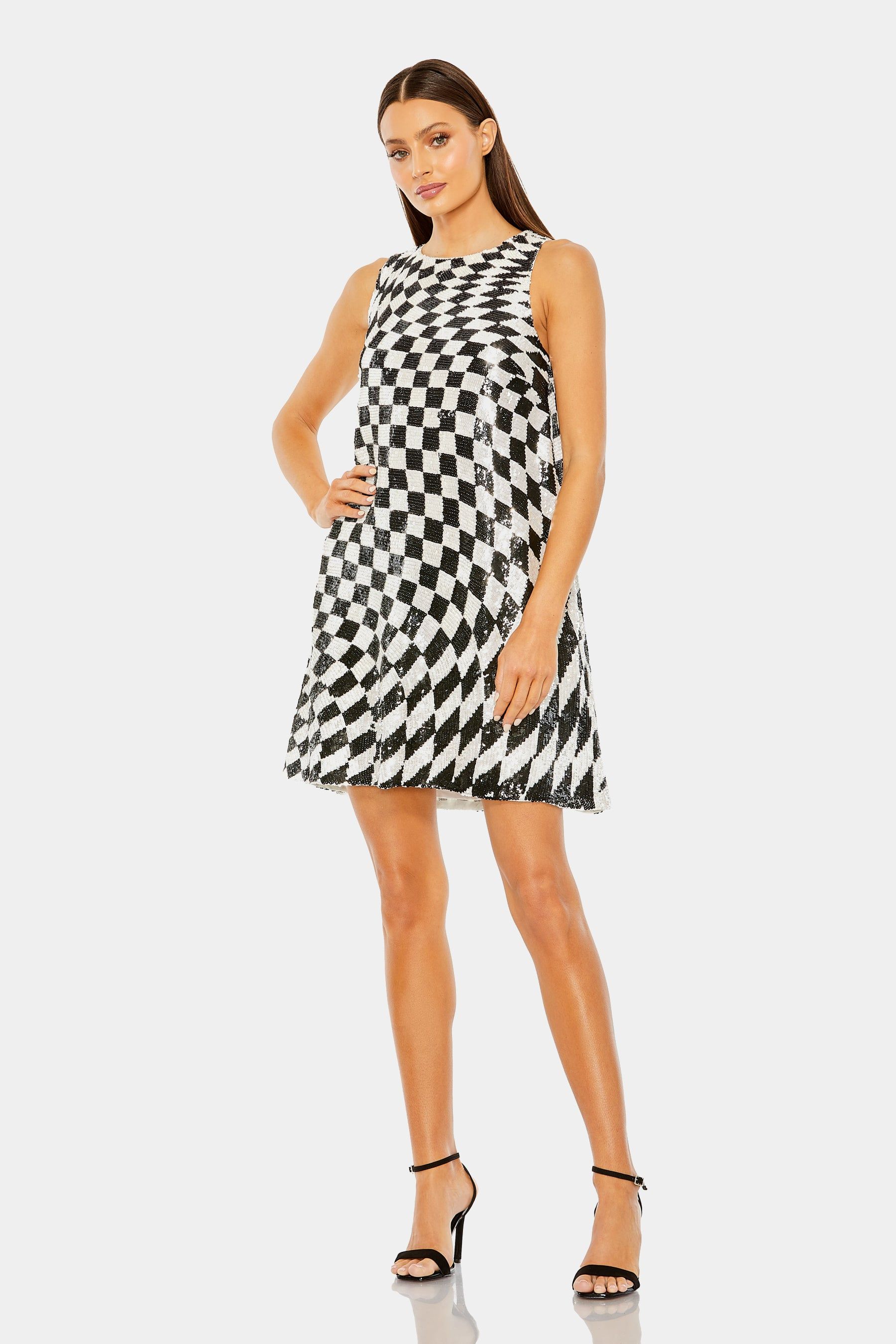 Sleeveless A-Line Sequin Checkered Mini Dress sold by Lord & Taylor