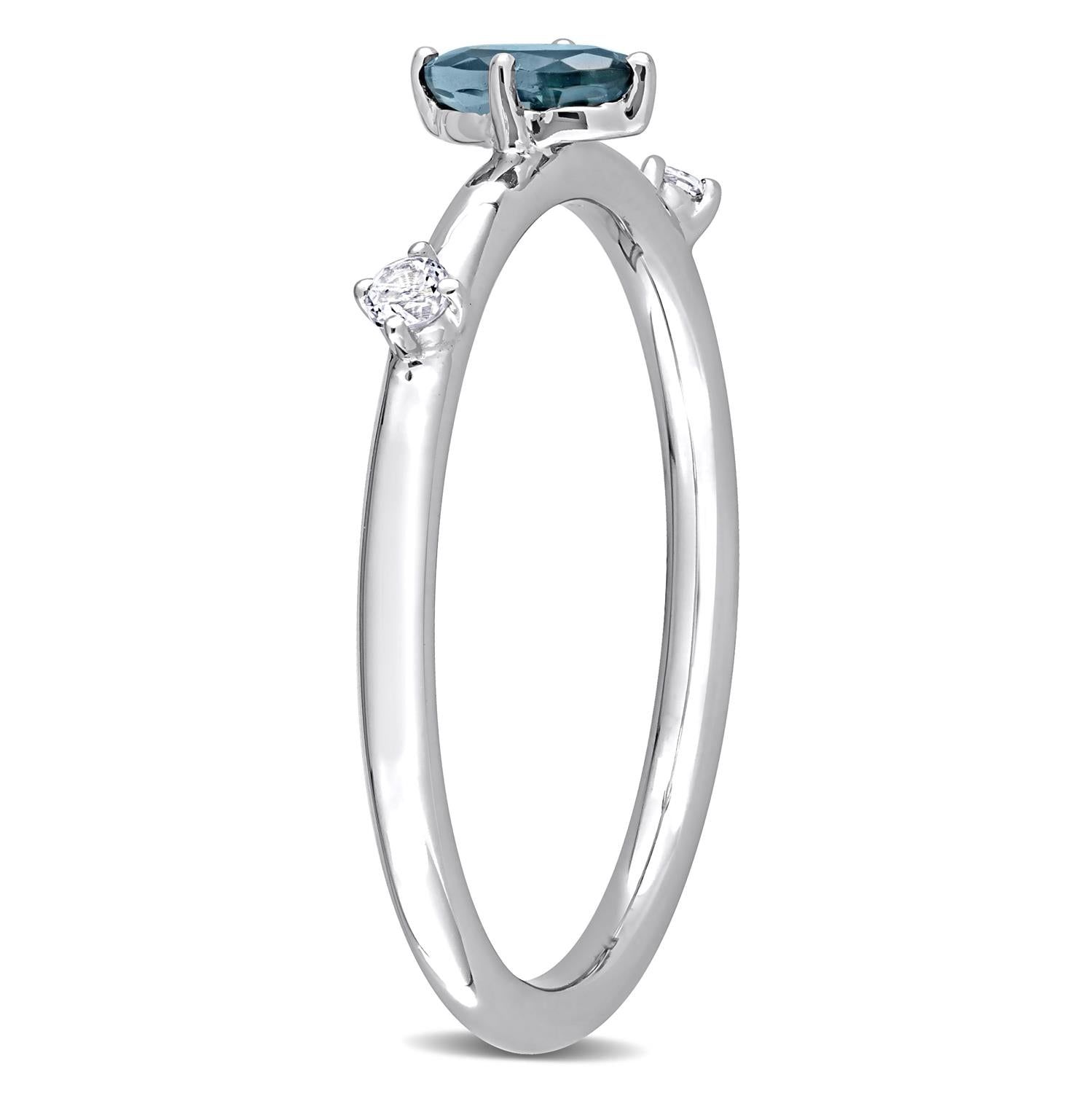 10k White Gold London Blue & White Topaz Stackable Ring sold by Lord & Taylor product image thumbnail 2