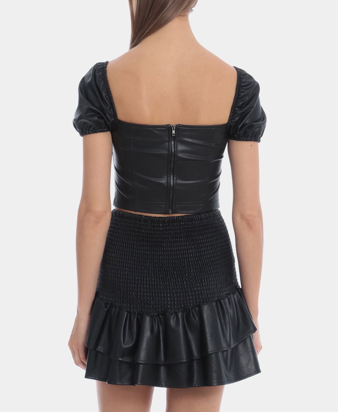 Faux Leather Puff Sleeve Crop Top sold by Lord & Taylor product image thumbnail 4