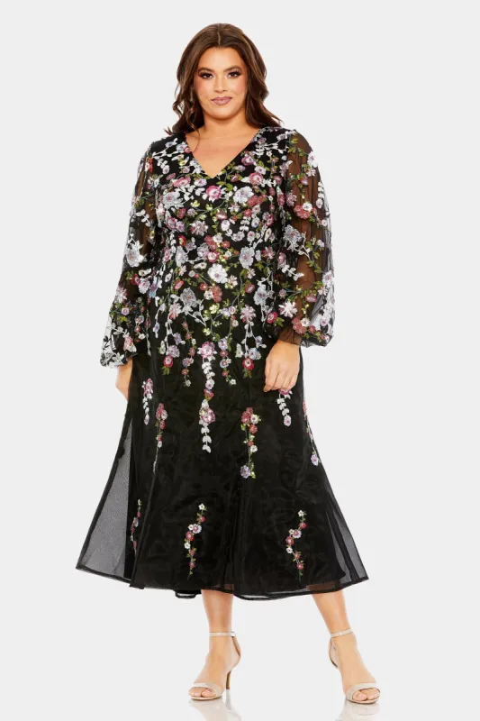Puff Sleeve High Neck Embellished A Line Dress sold by Lord & Taylor