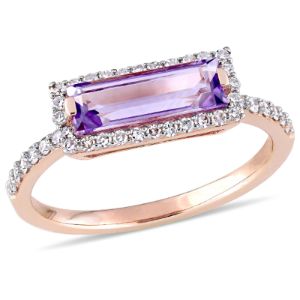 14K Rose Gold Amethyst and Diamond Ring sold by Lord & Taylor