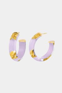Gold Leaf Lucite Hoop Earrings sold by Lord & Taylor