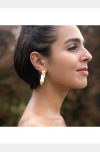 Gold Leaf Lucite Hoop Earrings sold by Lord & Taylor