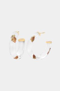 Gold Leaf Lucite Hoop Earrings sold by Lord & Taylor