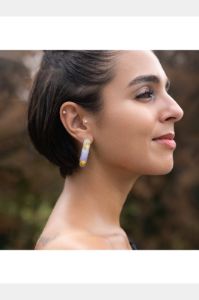 Gold Leaf Lucite Hoop Earrings sold by Lord & Taylor