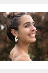 Gold Leaf Lucite Hoop Earrings sold by Lord & Taylor