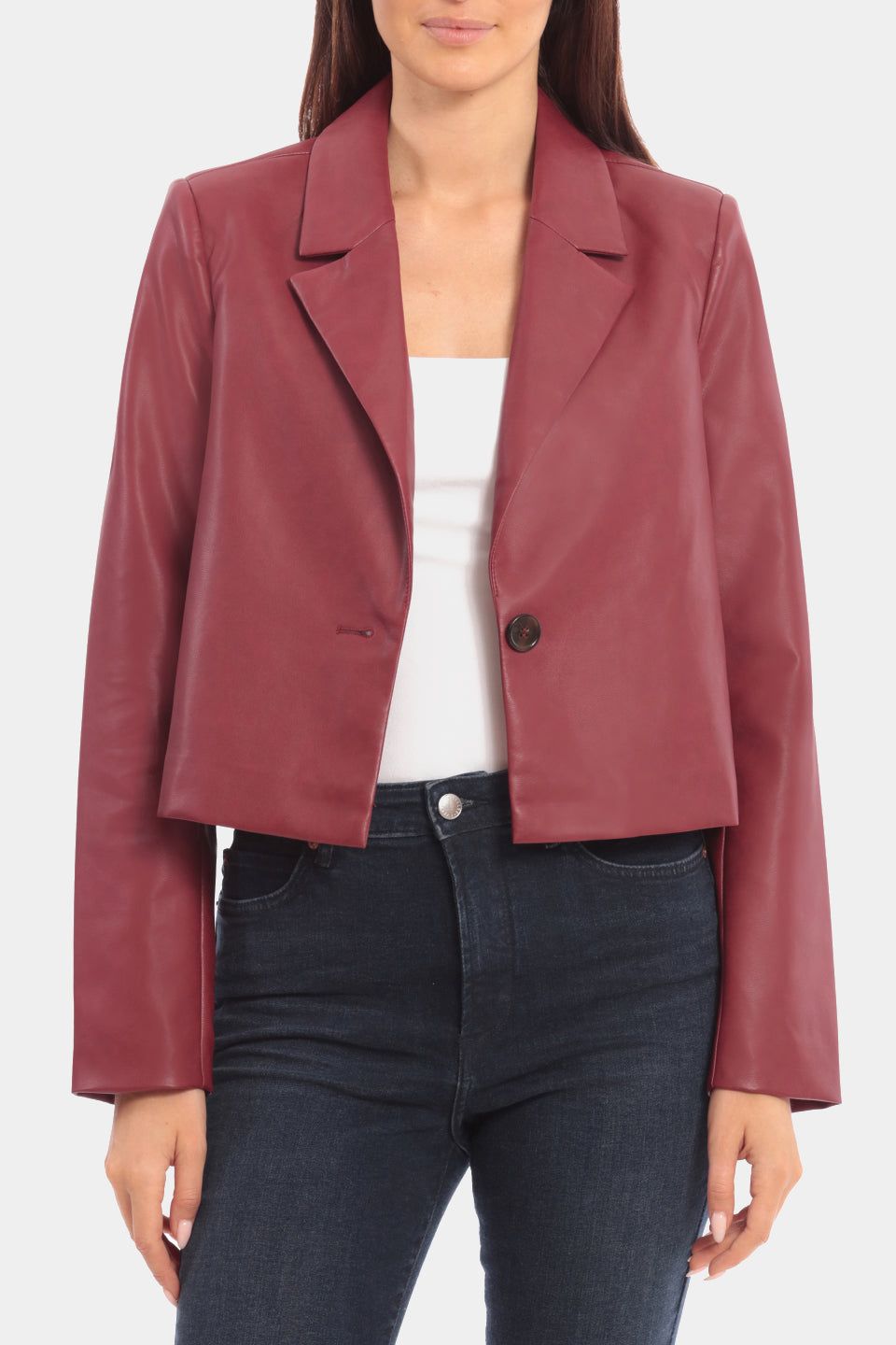 Faux Leather Cropped Blazer sold by Lord & Taylor