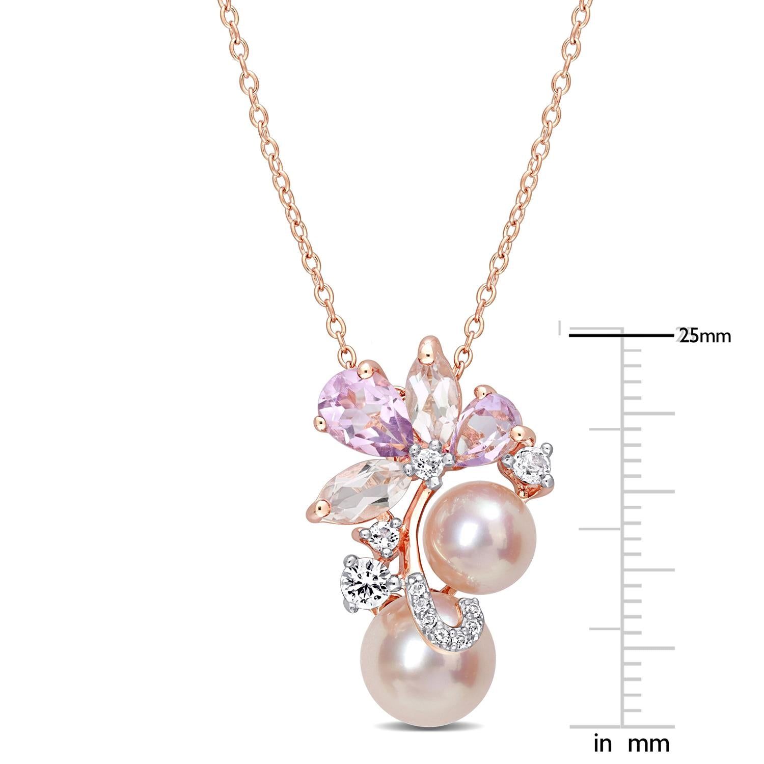 Pink Cultured Pearl Rose Quartz and Topaz Necklace sold by Lord & Taylor product image thumbnail 2