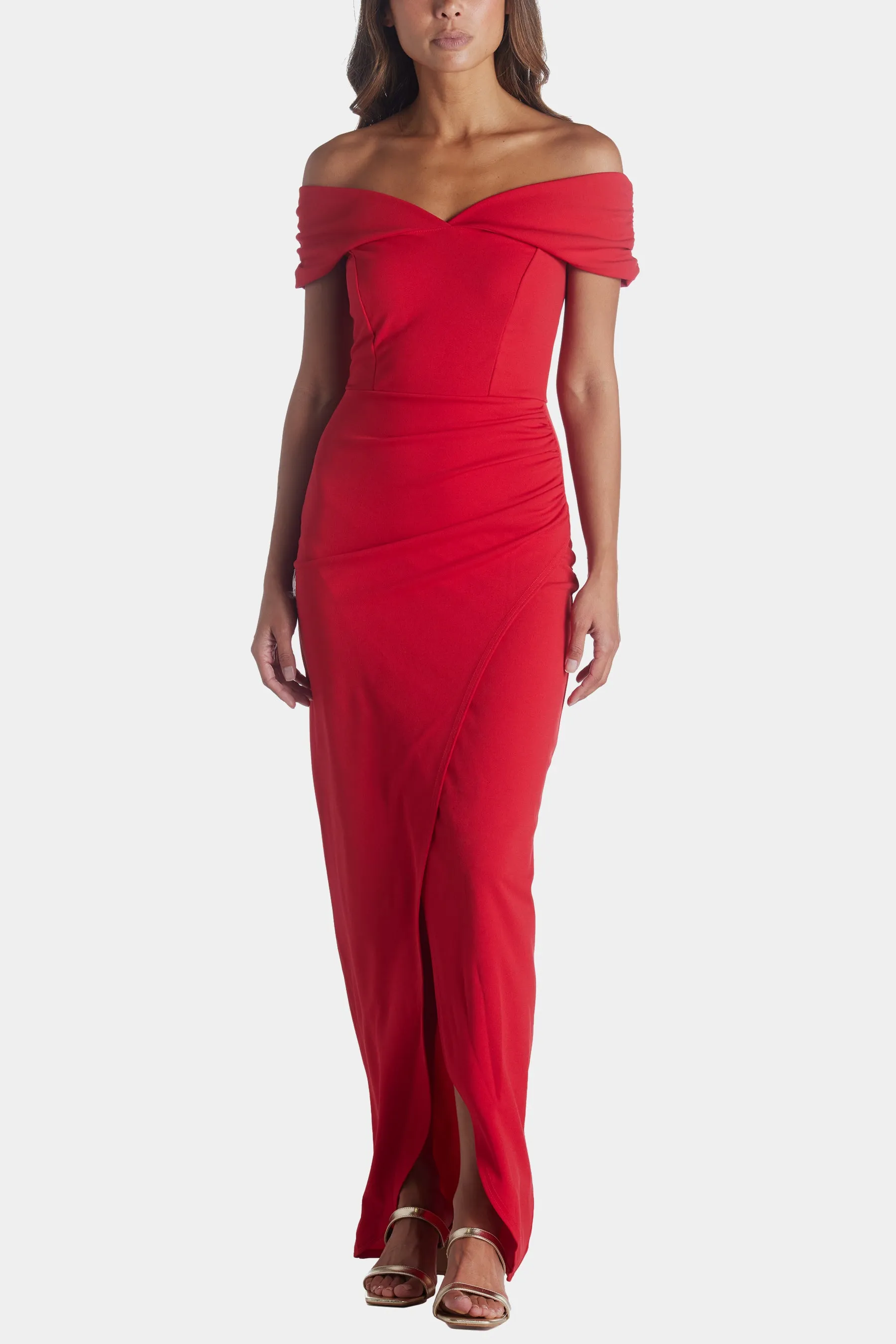 Scuba Crepe Bardot Maxi Dress sold by Lord & Taylor product image thumbnail 4