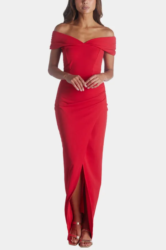 Scuba Crepe Bardot Maxi Dress sold by Lord & Taylor