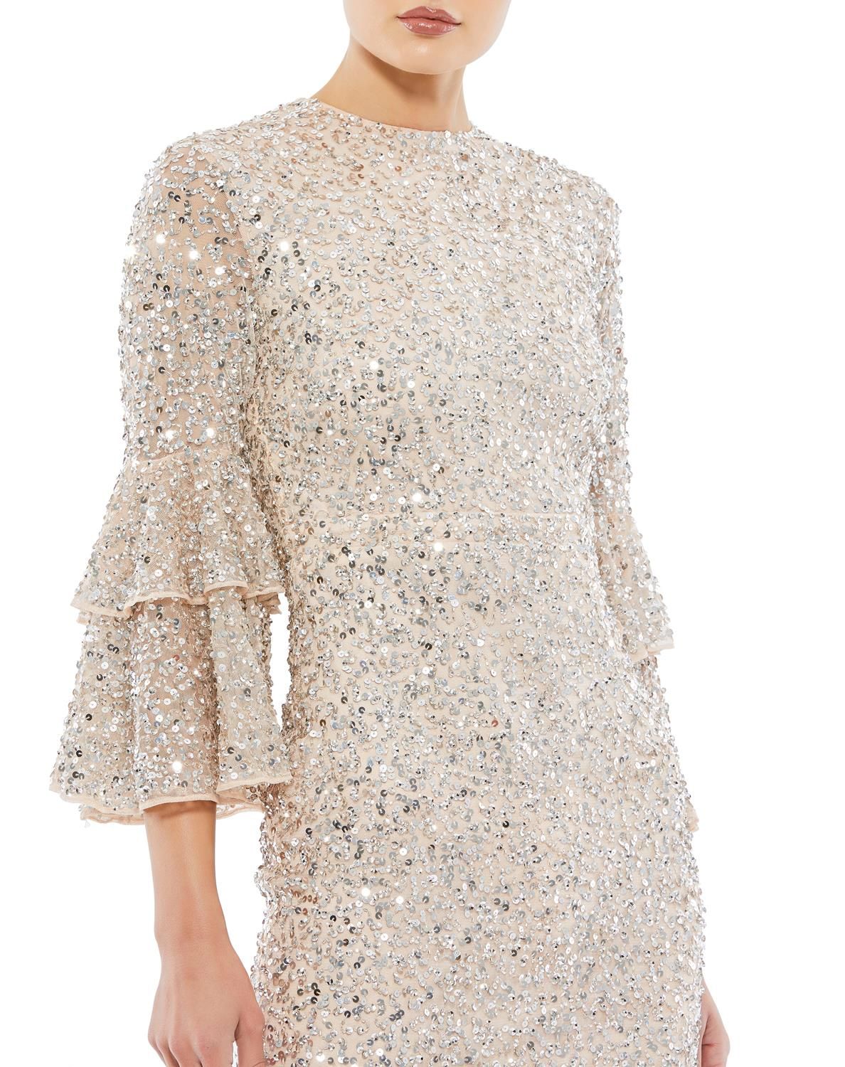 Fully Sequined Ruffle Tiered 3/4 Sleeve Midi Dress sold by Lord & Taylor product image thumbnail 11
