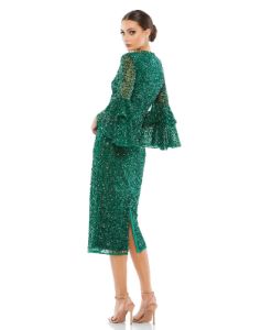 Fully Sequined Ruffle Tiered 3/4 Sleeve Midi Dress sold by Lord & Taylor