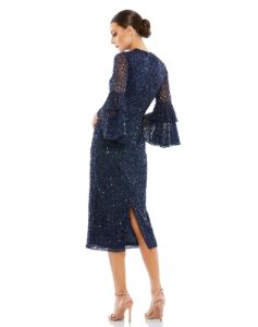 Fully Sequined Ruffle Tiered 3/4 Sleeve Midi Dress sold by Lord & Taylor