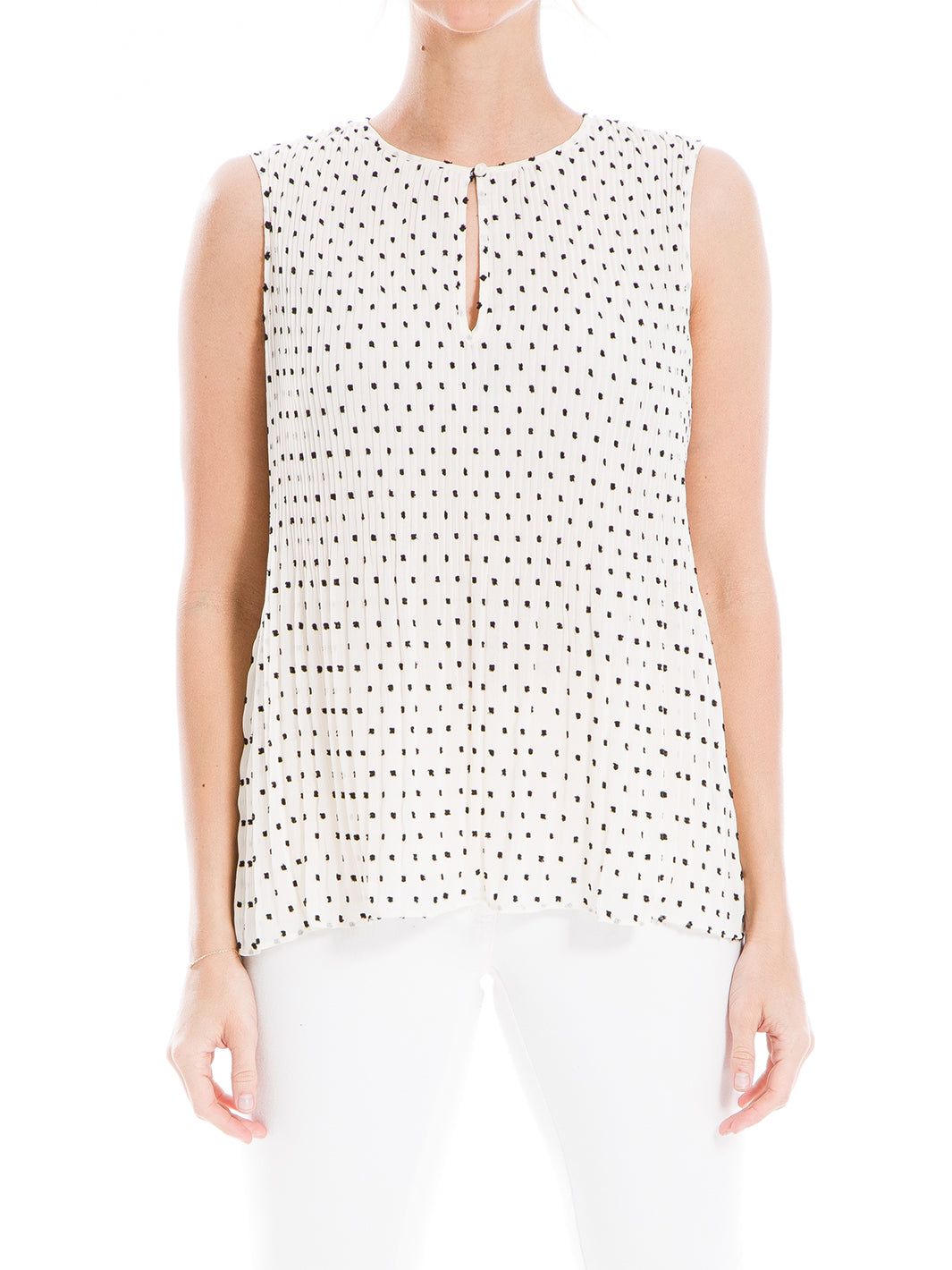 Georgette Pleated Sleeveless Blouse sold by Lord & Taylor