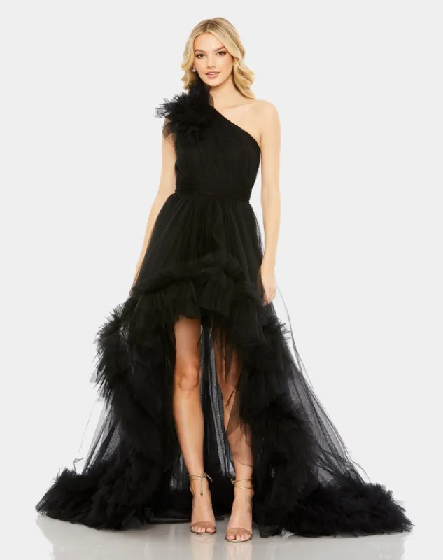 Ruffled One Shoulder High Low Tool Gown sold by Lord & Taylor