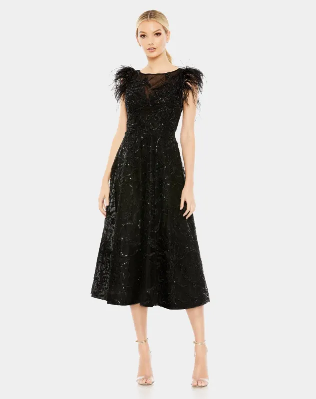 Feather Shoulder Embellished Dress sold by Lord & Taylor