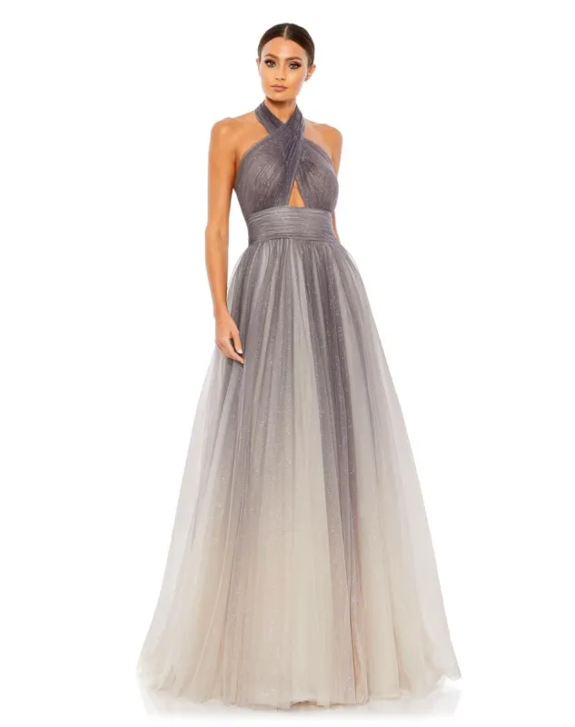 Glitter Ombre Halter Neck Ball Gown sold by Lord & Taylor