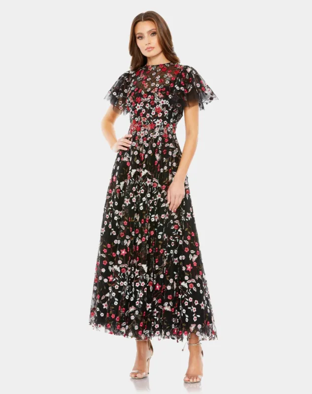 Embellished Butterfly Tea Length A Line Dress sold by Lord & Taylor
