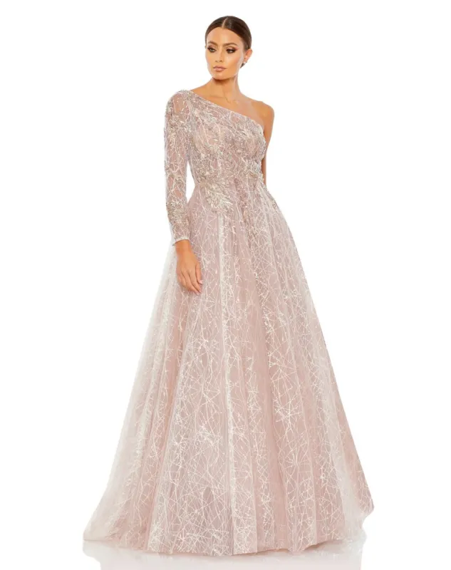Chiffon Faux Wrap Beaded Shoulder Detail Gown sold by Lord & Taylor