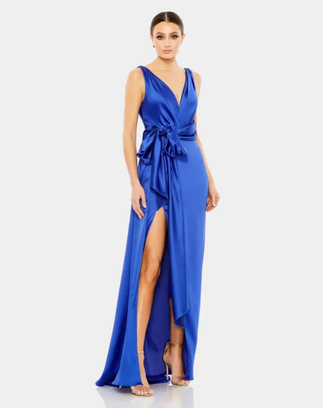 Sleeveless Self Tie Draped Gown w/ Overlay Train sold by Lord & Taylor