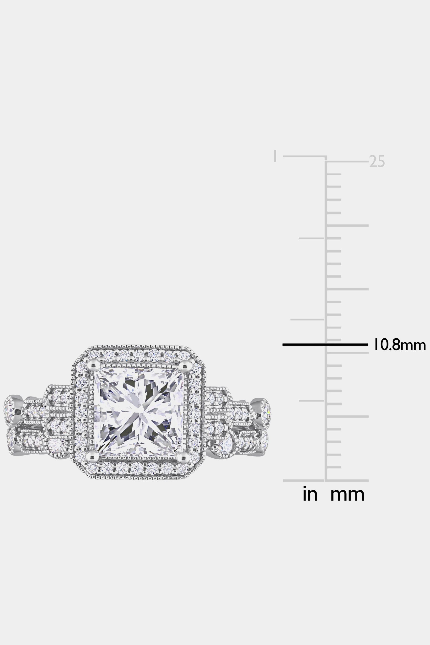 Moissanite Square Halo Bridal Ring Set in Sterling Silver sold by Lord & Taylor product image thumbnail 3