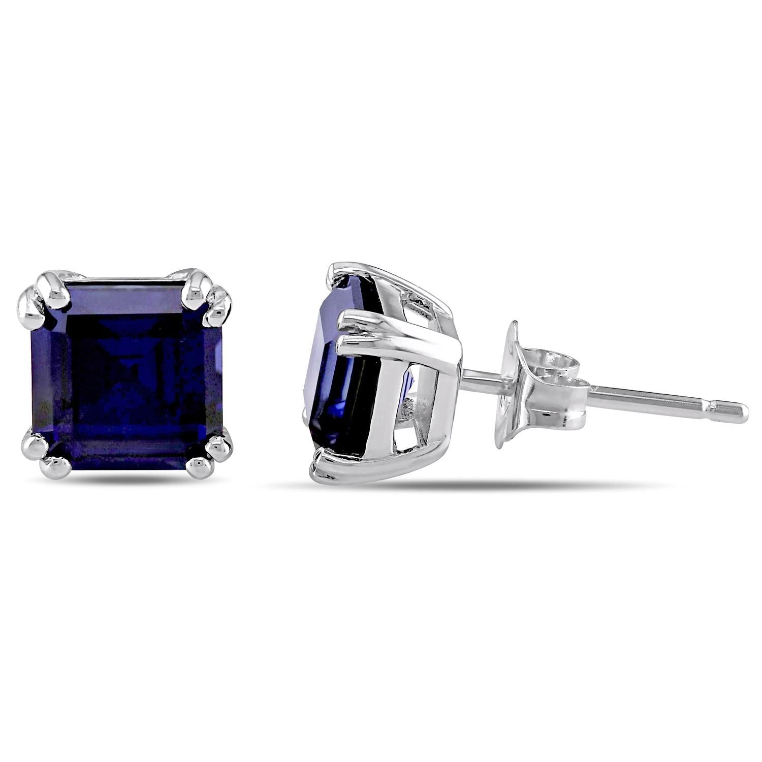 10k White Gold Created Blue Sapphire Earrings sold by Lord & Taylor