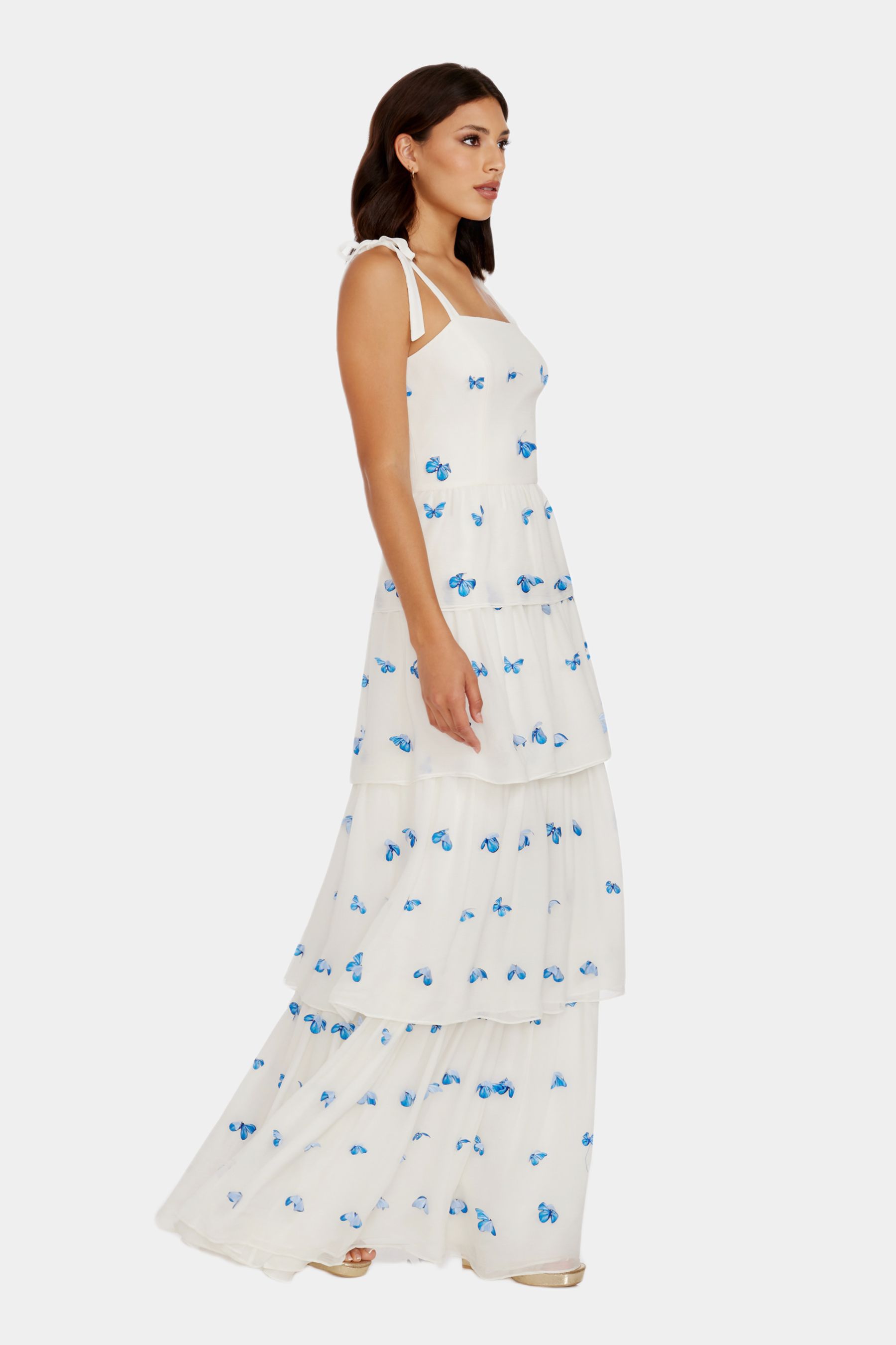 Monica Tie Strap Square Neck Tiered Gown sold by Lord & Taylor product image thumbnail 3