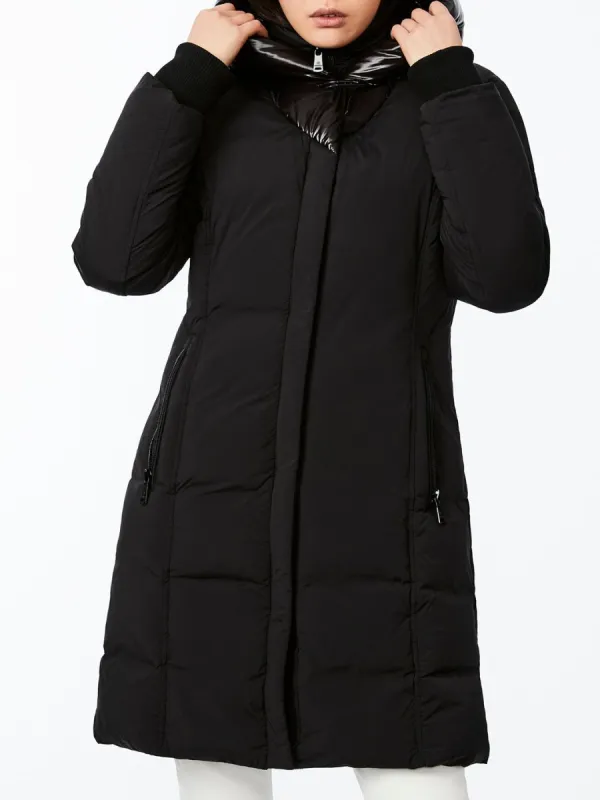Puffer Coat with Shiny Nylon Hood sold by Lord & Taylor