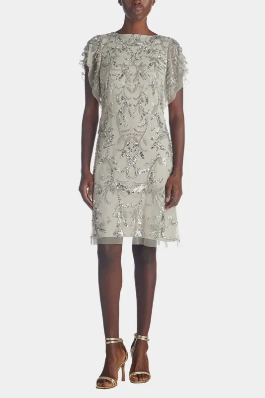 Beaded Flutter Sleeve Trapeze Dress sold by Lord & Taylor