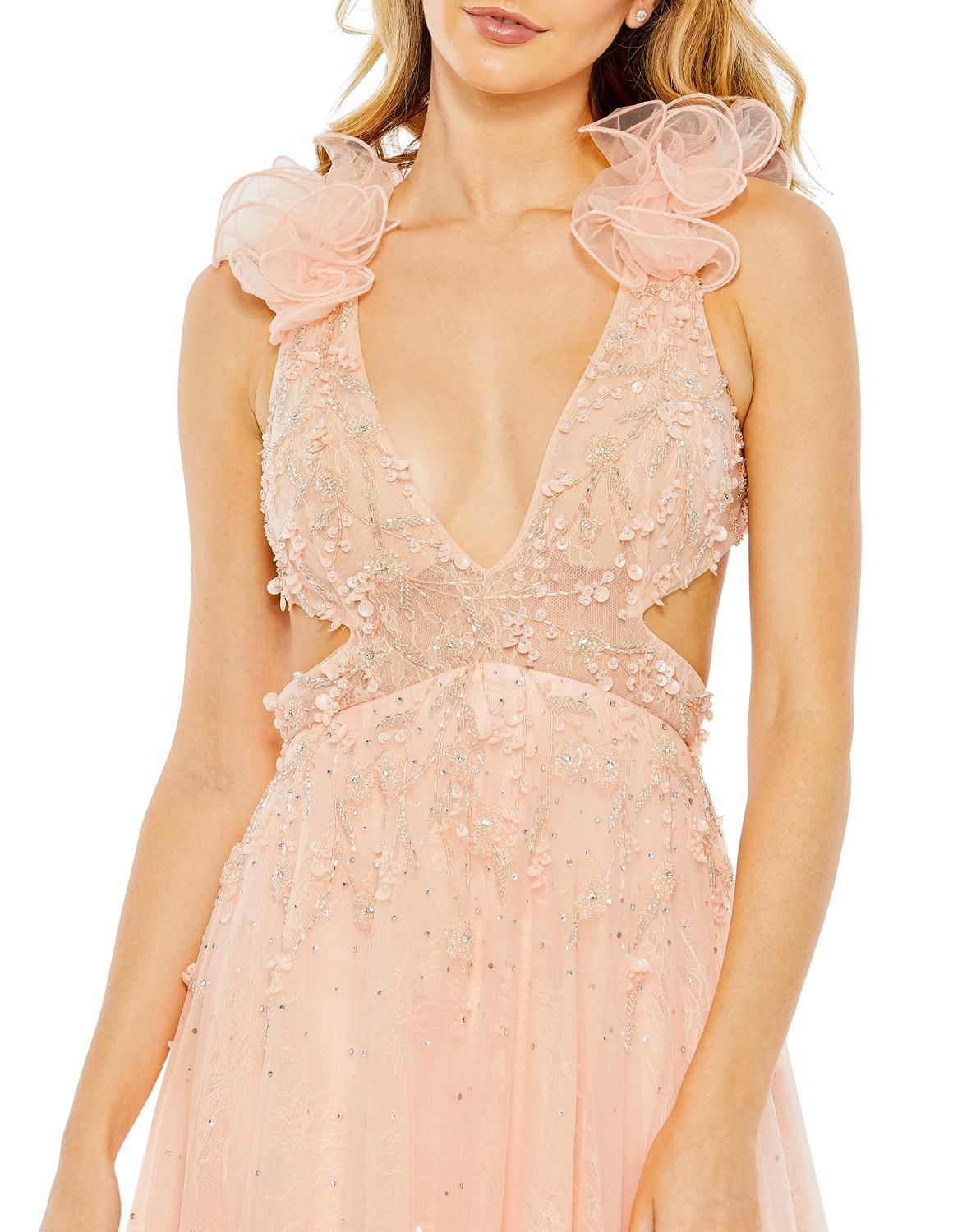 Embellished Ruffle Shoulder Cut Out A Line Gown sold by Lord & Taylor product image thumbnail 4