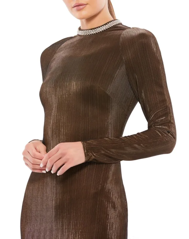 Metallic Beaded High Neck Raglan Sleeve Mini Dress sold by Lord & Taylor
